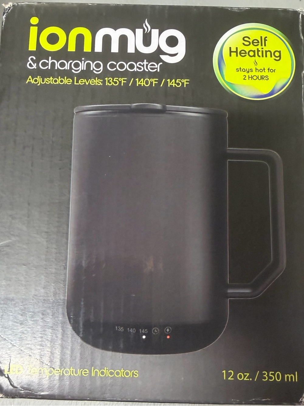 Black ionMug & Charging Coaster, 12oz. Stainless Steel Self Heating - Picture 4 of 4
